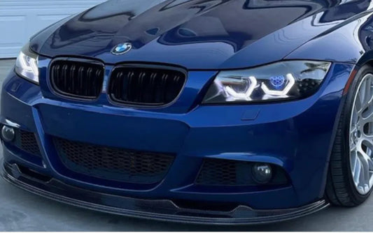 BMW E90 / E91 LCI M-paketi esi-spoiler, läikiv must, EKSTRA-TUGEV VERSIOON